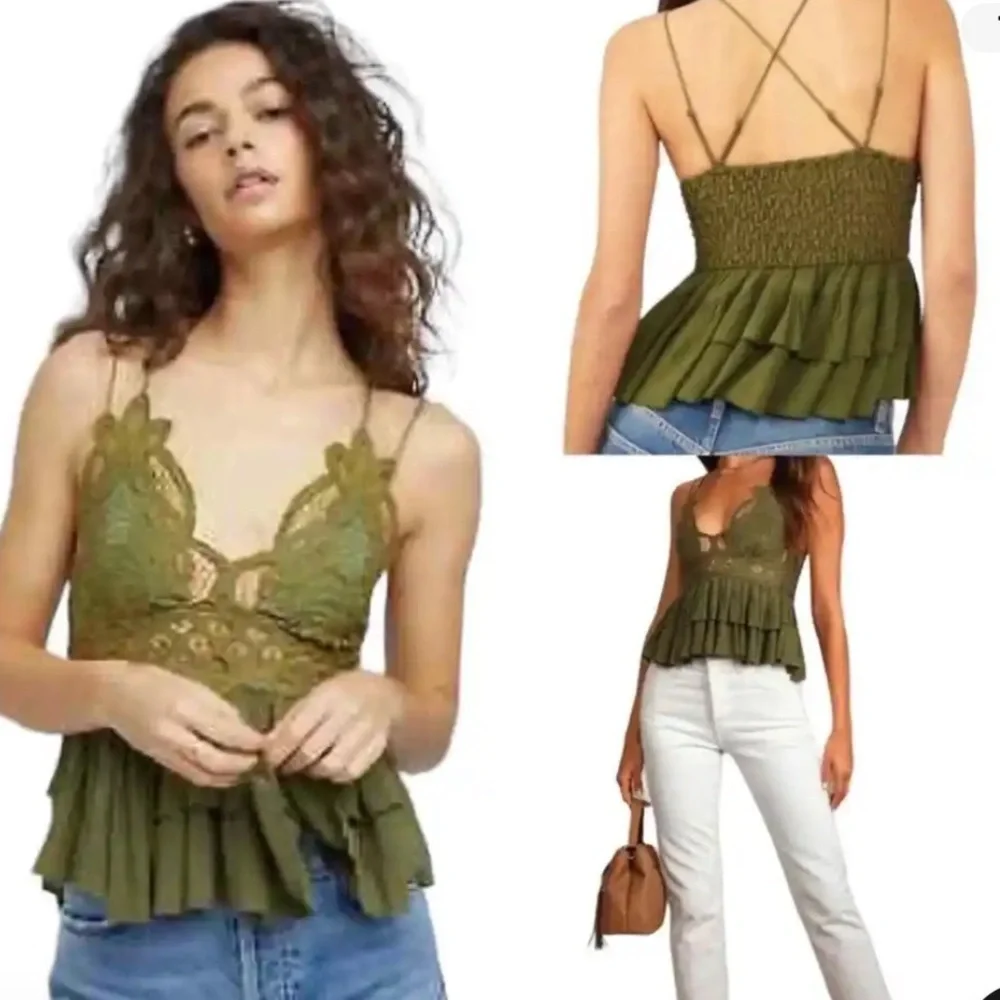🌿 Intimately Free People Adella Cami in Olive Sparrow Green | Size Large (L) - Picture 10 of 10